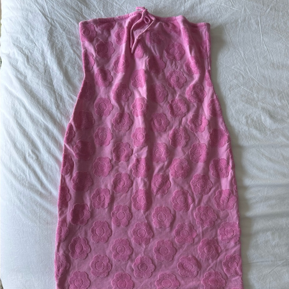 Frankie's Bikinis Pink Towel swim cover up